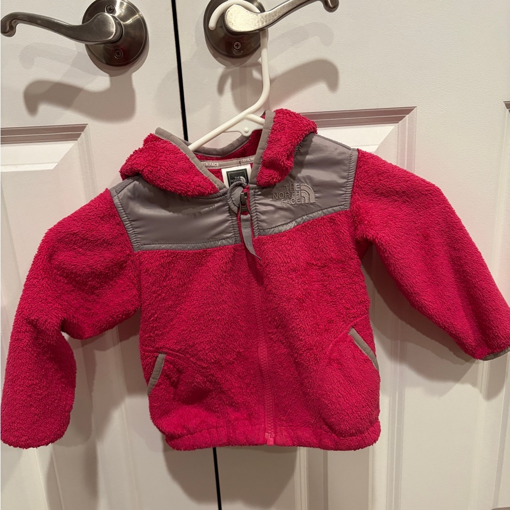 The North Face Fuchsia and Gray Hooded Fleece